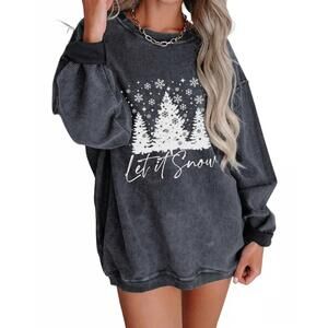 NEW LOVESOFT women's christmas tree corded sweatshirt in grey